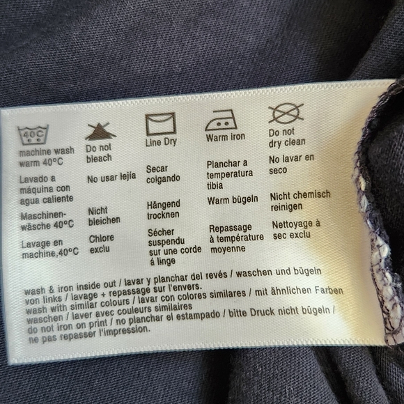 ESPRIT navy and grey 3/4 sleeve boat neck top in size S - Picture 6 of 9